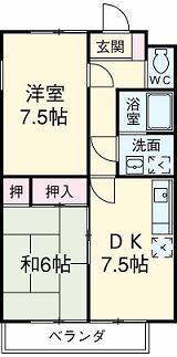ガーデンミリカB棟(2DK/2階)の間取り写真