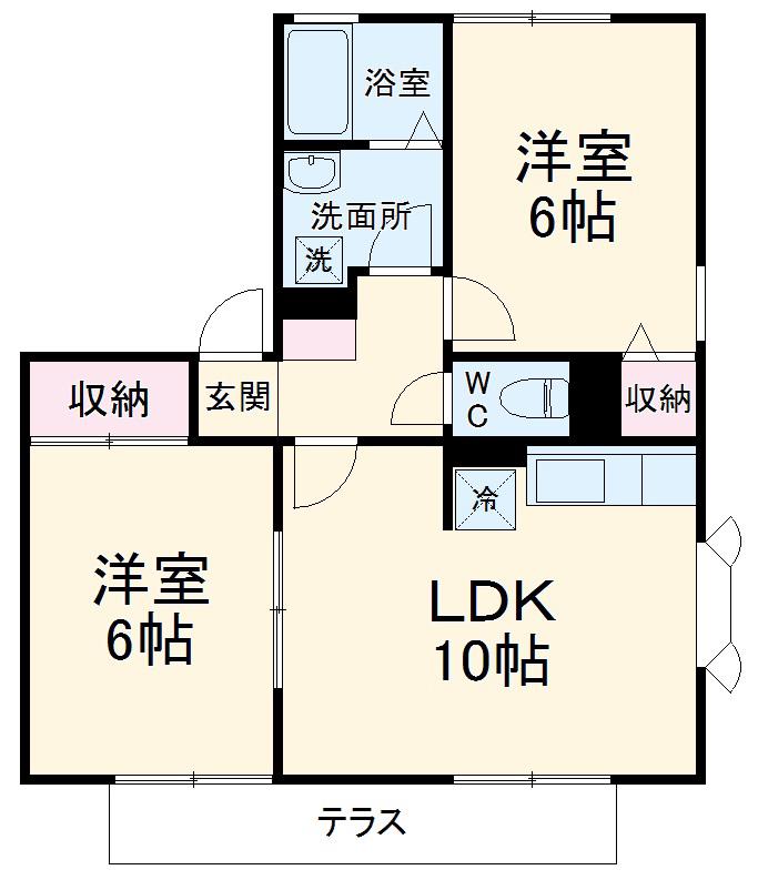 湘南台ビレッジA(2LDK/1階)の間取り写真