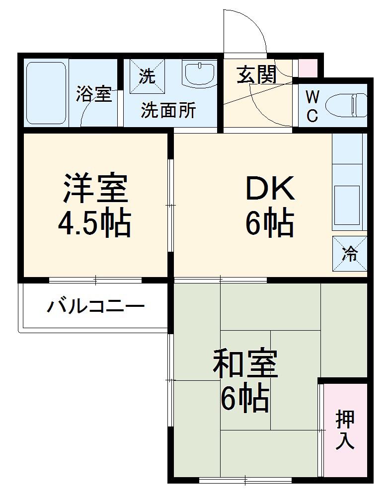 ハイツ久我(2DK/2階)の間取り写真