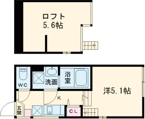 FIORIREⅡ(1K/1階)の間取り写真