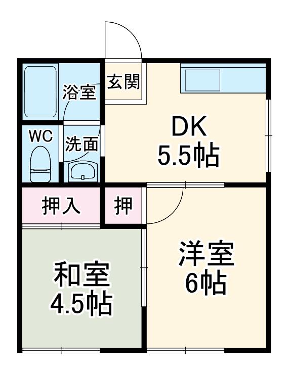 芳賀ハイツⅠ(2DK/1階)の間取り写真
