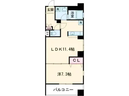 ローズウッド篠崎(1LDK/4階)の間取り写真