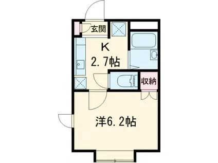 ディアロック(1K/2階)の間取り写真