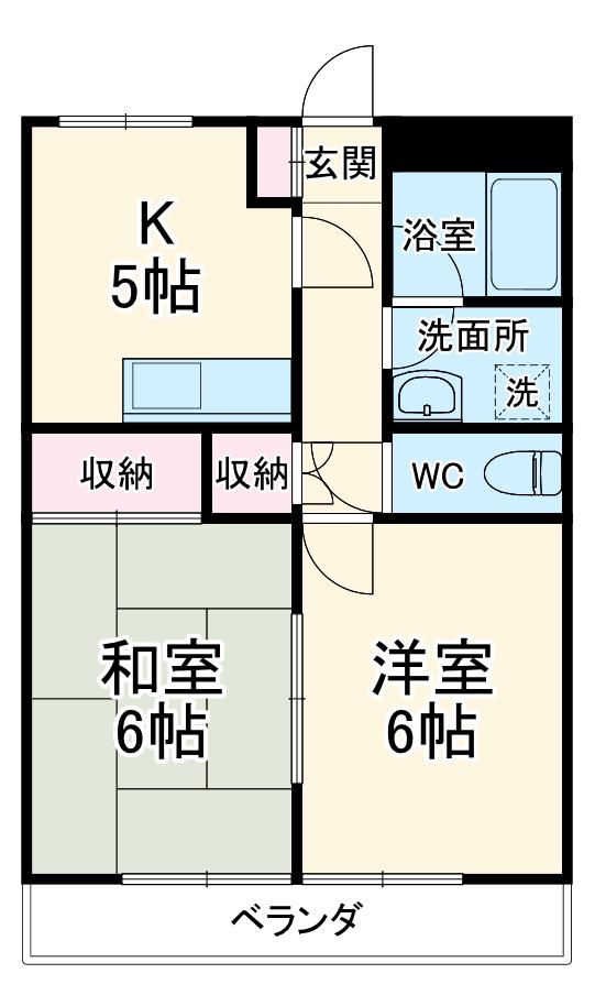 第2レクコーポ舞浜(2DK/3階)の間取り写真