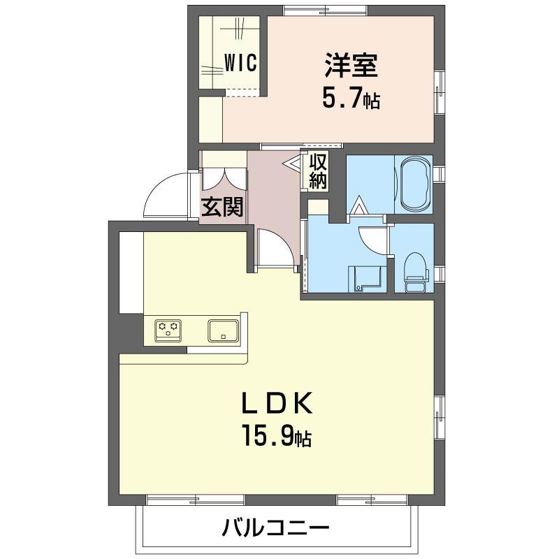 ヒルサイド善行Ⅰ(1LDK/2階)の間取り写真