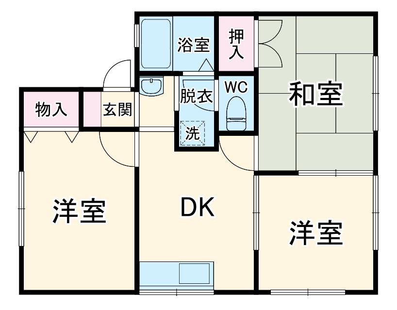 コーポKⅡ(2LDK/2階)の間取り写真