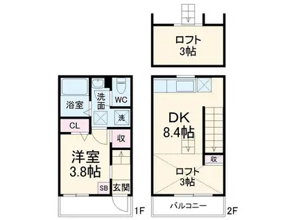 テラスハウス小杉(1DK)の間取り写真