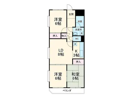 ビバリーヒルズ藤が丘(3LDK/7階)の間取り写真