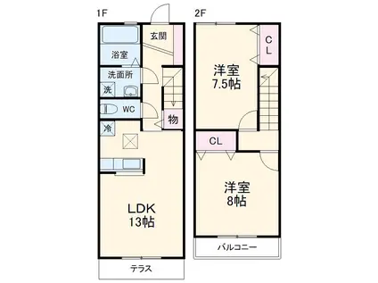 リヴィエール川上(2LDK)の間取り写真