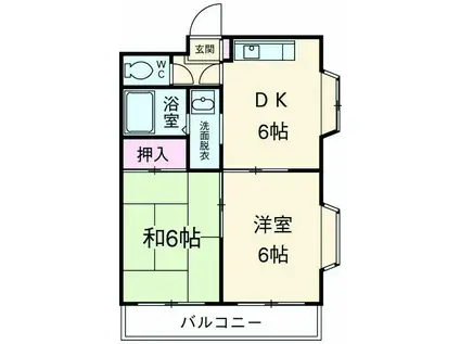 ロイヤルコスモス(2DK/1階)の間取り写真