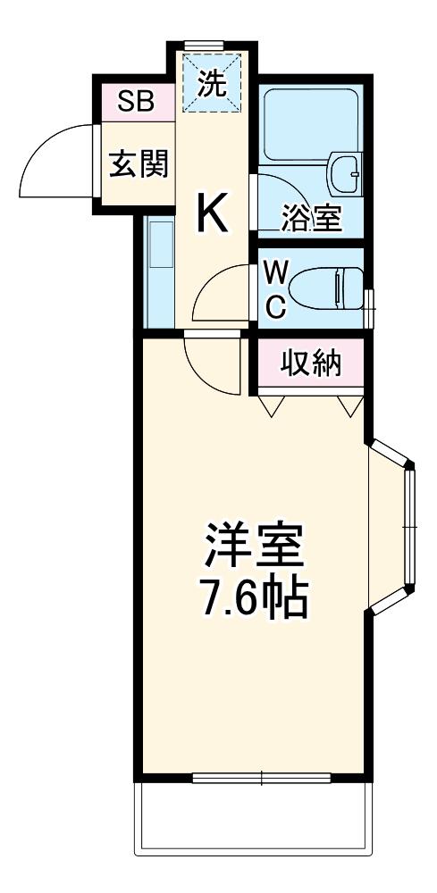 サンリーブ湘南台(ワンルーム/2階)の間取り写真