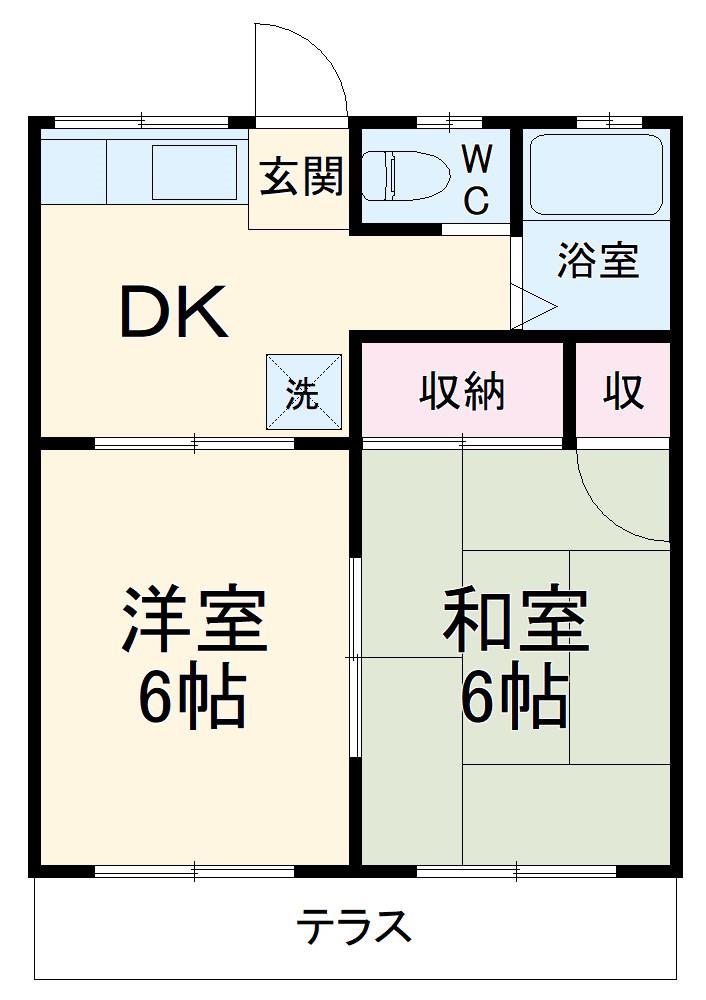 根岸スカイハイツ(2DK/1階)の間取り写真