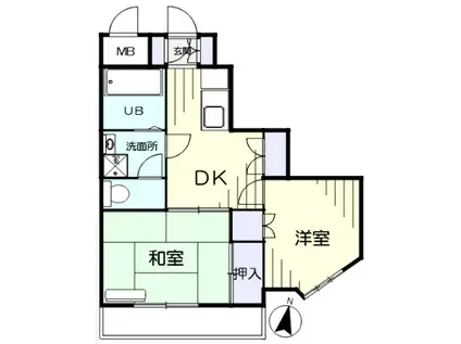 グリュック南大井(2DK/6階)の間取り写真