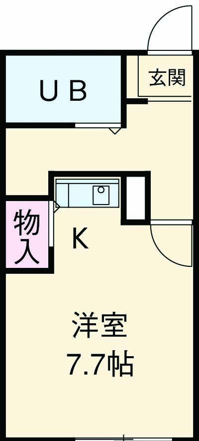 アーバンハイム(ワンルーム/2階)の間取り写真