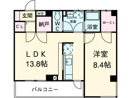 HILL SIDE FOUR(1LDK/2階)の間取り写真