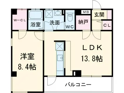 HILL SIDE FOUR(1LDK/2階)の間取り写真