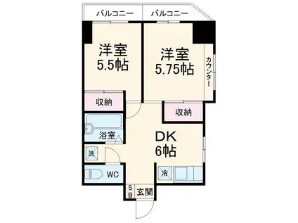 コスモAOI湘南台3(2DK/3階)の間取り写真