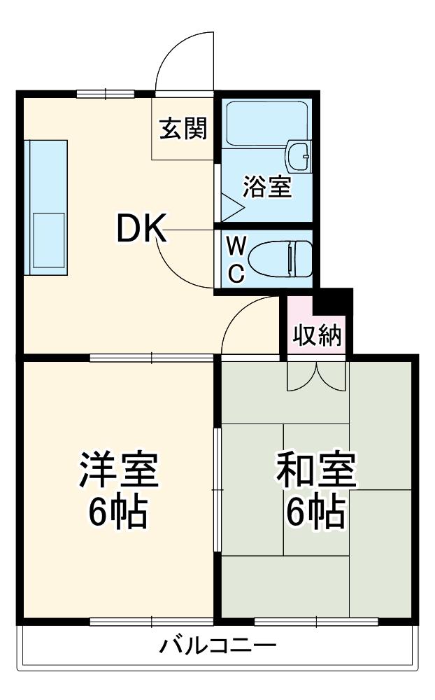 メゾン小宮第2(2DK/2階)の間取り写真