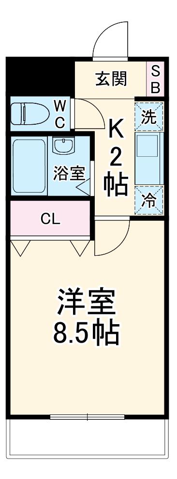 サンプラスIII(1K/3階)の間取り写真