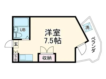 フォンティーヌ藤ヶ丘ウエスト(ワンルーム/2階)の間取り写真