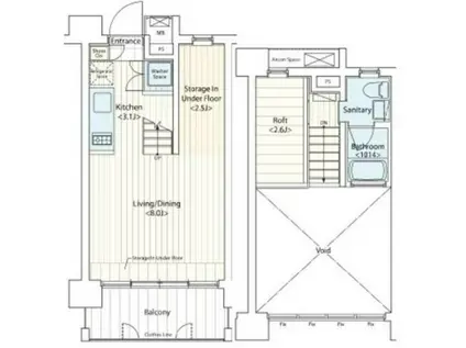 ドゥーエ新丸子(ワンルーム/6階)の間取り写真