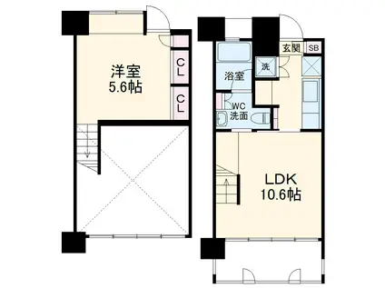 ドゥーエ新丸子(1LDK/7階)の間取り写真