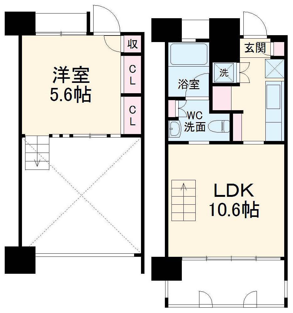ドゥーエ新丸子(1LDK/7階)の間取り写真