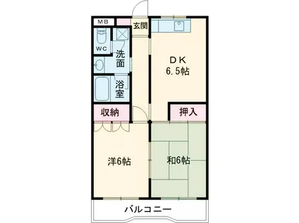 ウィンザーハイム江戸川(2DK/2階)の間取り写真