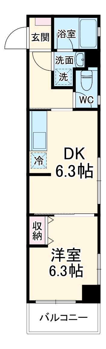FREUDE ASAHI(1DK/1階)の間取り写真