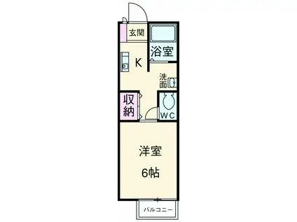 ヒルズヤマカノウ(1K/2階)の間取り写真