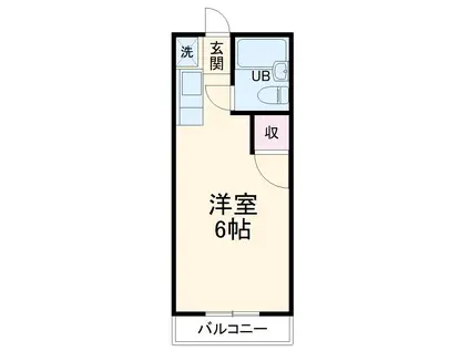 スカイハイツB(ワンルーム/2階)の間取り写真