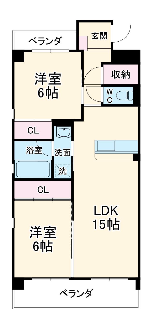 FELICIA(2LDK/2階)の間取り写真
