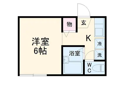 ドミール湘南Ⅱ(1K/2階)の間取り写真