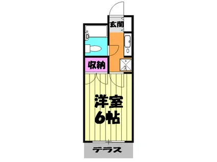 ジュネパレス津田沼第17(1K/1階)の間取り写真