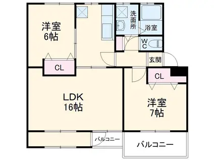 猪子石南8号棟(2LDK/4階)の間取り写真