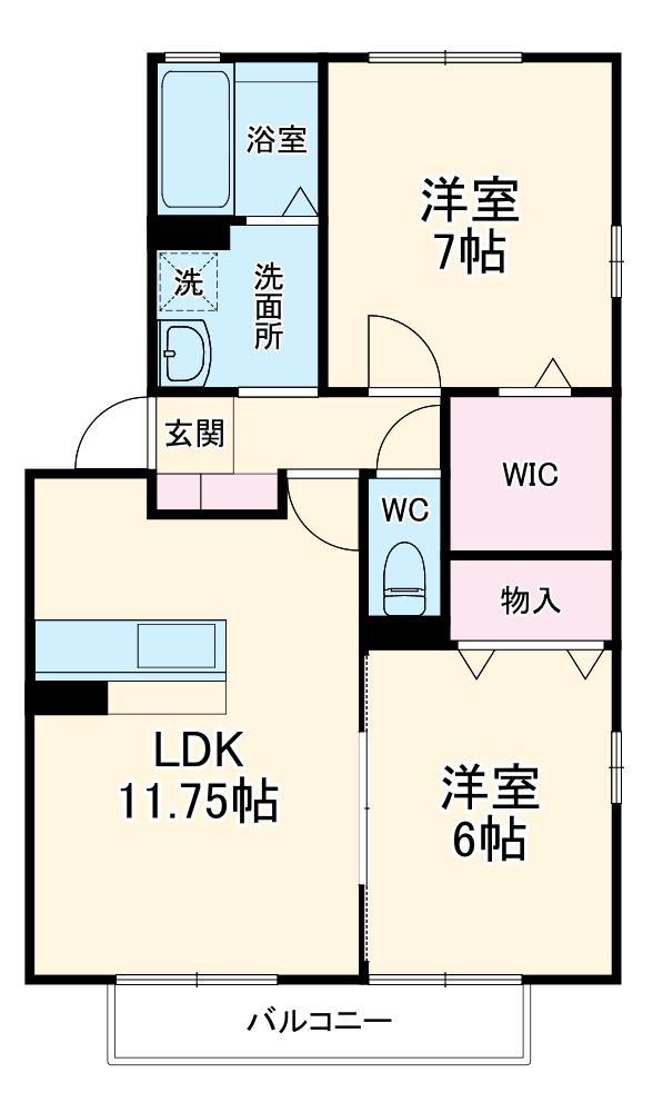 ロイヤルタウン C棟(2LDK/2階)の間取り写真