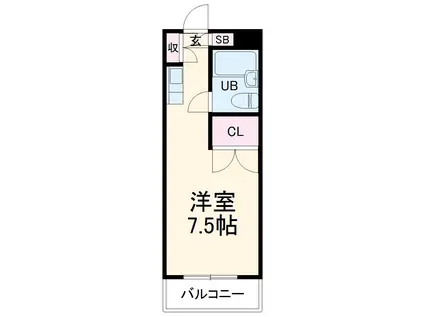ユースフル武蔵小杉(ワンルーム/2階)の間取り写真