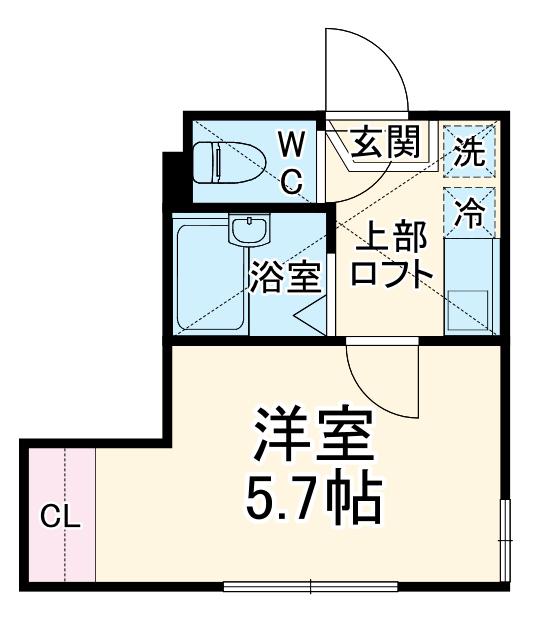 リーヴェルポート横浜山手Ⅲ(1K/1階)の間取り写真
