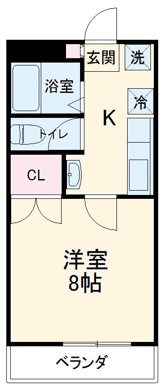 アルモ津田沼(1K/3階)の間取り写真
