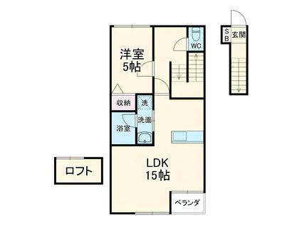 砂子の家 B棟(1LDK/2階)の間取り写真