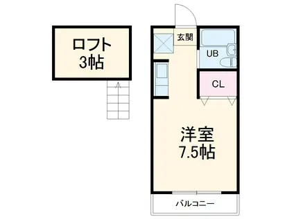 ニューアローズMⅡ(ワンルーム/2階)の間取り写真