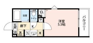 グランクオール元住吉(1K/2階)の間取り写真