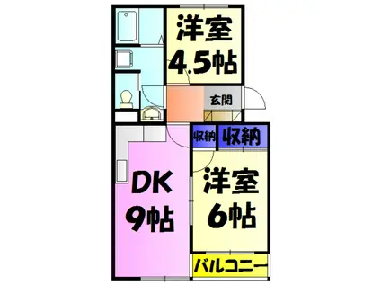 ソレイユ幕張(2LDK/3階)の間取り写真