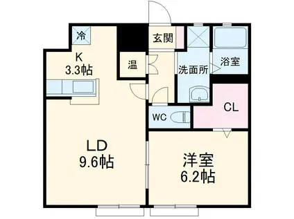 ル コエン アンソレイエ(1LDK/1階)の間取り写真