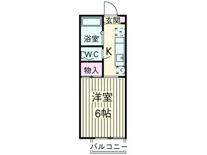 リューデスハイムⅢ(1K/2階)の間取り写真
