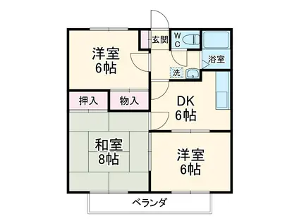 ハイツGOLD(3DK/2階)の間取り写真