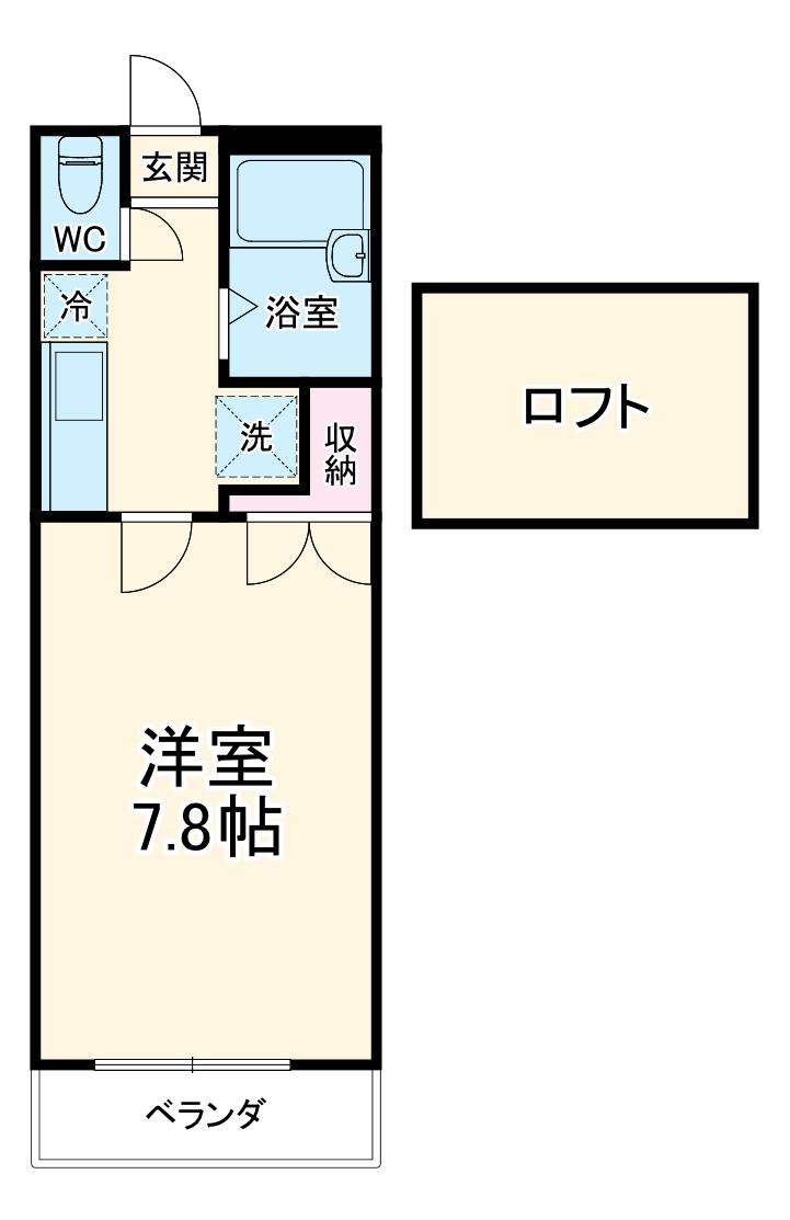 アイコーサンハイツⅠ(1K/4階)の間取り写真