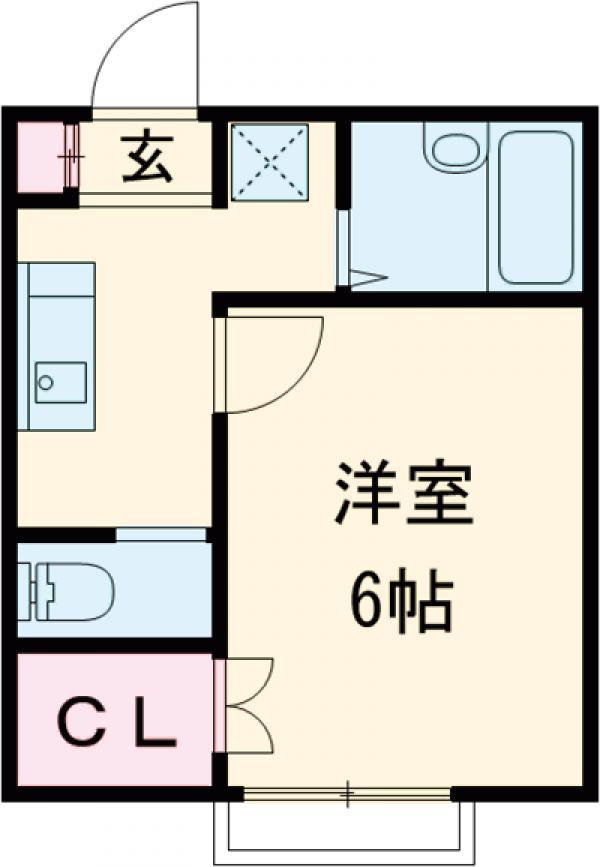エストール1(1K/2階)の間取り写真