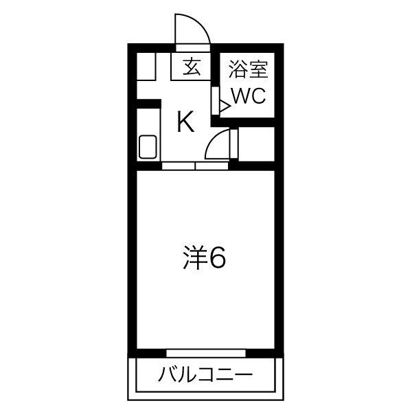 パーセル(1K/2階)の間取り写真