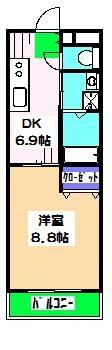 大福マンション薬円台(1DK/2階)の間取り写真